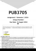 PUB3705 Assignment 1 &lpar;ANSWERS&rpar; Semester 2 2024 - DISTINCTION GUARANTEED
