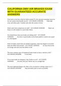CALIFORNIA DMV AIR BRAKES EXAM WITH GUARANTEED ACCURATE ANSWERS