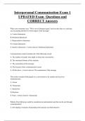 Interpersonal Communication Exam 1 UPDATED Exam Questions and  CORRECT Answers