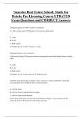 Superior Real Estate School&colon; Study for  Retake Pre-Licensing Course UPDATED  Exam Questions and CORRECT Answers