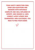 TEXAS SAFETY INSPECTION FINAL EXAM 2024 QUESTIONS AND ANSWERS WITH RATIONALE   COMPLETE AND WELL EXPLAINED BY EXPERTS  AND GRADED A&plus; 100&percnt; CORRECT LATEST UPDATE 2024 GUARANTEED 100&percnt; SUCCESS&lbrack;ALL YOU NEED TO PASS YOUR EXAMS