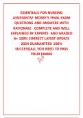 ESSENTIALS FOR NURSING ASSISTANTS&sol; MOSBY'S FINAL EXAM QUESTIONS AND ANSWERS WITH RATIONALE   COMPLETE AND WELL EXPLAINED BY EXPERTS  AND GRADED A&plus; 100&percnt; CORRECT LATEST UPDATE 2024 GUARANTEED 100&percnt; SUCCESS&lbrack;ALL YOU NEED TO PASS YOUR EXAMS