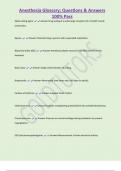 Anesthesia Glossary&semi; Questions & Answers 100&percnt; Pass