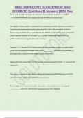 HMX LYMPHOCYTE DEVELOPMENT AND  DIVERSITY&semi; Questions & Answers 100&percnt; Pass