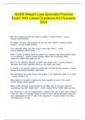  NASM Weight Loss Specialist Practice Exam With Latest Questions And Answers 2024