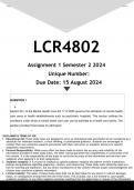 LCR4802 Assignment 1 &lpar;ANSWERS&rpar; Semester 2 2024 - DISTINCTION GUARANTEED