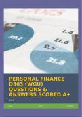 PERSONAL FINANCE D363 &lpar;WGU DEDUCTIVE AND PERSONALIZED FOR LONG TERM GROWTH IN THE FIELD AND PRACTICE OF FINANCE&rpar; QUESTIONS & ANSWERS SCORED A&plus;