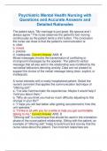 Psychiatric Mental Health Nursing with Questions and Accurate Answers and Detailed Rationales