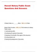 Hawaii Notary Public Exam  Questions And Answers