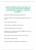 DANCE CERTIFICATION TEST 2024 &vert; 274 ACTUAL QUESTIONS WITH VERIFIED ANSWERS 100&percnt; CORRECT &vert; ALREADY SCORED A&plus;