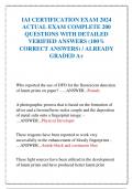 IAI CERTIFICATION EXAM 2024  ACTUAL EXAM COMPLETE 200  QUESTIONS WITH DETAILED  VERIFIED ANSWERS &lpar;100&percnt;  CORRECT ANSWERS&rpar; &sol; ALREADY  GRADED A&plus;