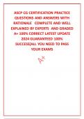 ASCP CG CERTIFICATION PRACTICE QUESTIONS AND ANSWERS WITH RATIONALE   COMPLETE AND WELL EXPLAINED BY EXPERTS  AND GRADED A&plus; 100&percnt; CORRECT LATEST UPDATE 2024 GUARANTEED 100&percnt; SUCCESS&lbrack;ALL YOU NEED TO PASS YOUR EXAMS