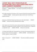 LATEST WGU D074 PRINCIPLES OF ACCOUNTING 2024-2025 QUESTIONS WITH 100&percnt; CORRECT ANSWERS