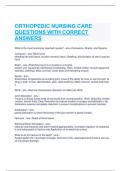 ORTHOPEDIC NURSING CARE QUESTIONS WITH CORRECT ANSWERS