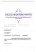 WGU C431 HEALTHCARE STATISTICS EXAM WITH GUARANTEED ACCURATE ANSWERS &vert;VERIFIED