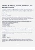 Chapter 46 Pituitary&comma; Thyroid&comma; Parathyroid&comma; and Adrenal Disorders Questions &Exam &lpar;elaborations&rpar; answers 100&percnt; satisfaction guarantee