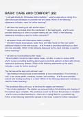 BASIC CARE AND COMFORT &lpar;82&rpar;  Questions &Exam &lpar;elaborations&rpar; answers 100&percnt; satisfaction guarantee