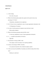 Global Business - CH. 16 Quiz Answers