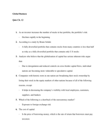 Global Business - CH. 12 Quiz Answers