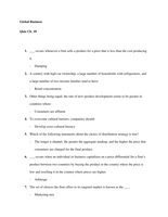 Global Business - CH. 18 Quiz Answers
