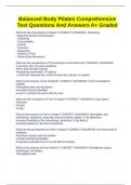 Balanced Body Pilates Comprehensive Test Questions And Answers A&plus; Graded