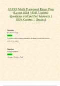 ALEKS Math Placement Exam Prep &lpar;Latest 2024 &sol; 2025 Update&rpar; Questions and Verified Answers &vert; 100&percnt; Correct &vert; Grade A