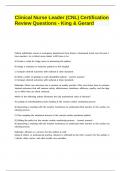 Clinical Nurse Leader &lpar;CNL&rpar; Certification Review Questions - King & Gerard&period;
