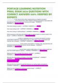 PORTAGE LEARNING NUTRITION FINAL EXAM 2024 QUESTIONS WITH CORRECT ANSWERS 100&percnt; VERIFIED BY EXPERTS 