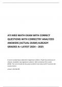 ATI MED MATH EXAM WITH CORRECT QUESTIONS WITH CORRECTRY ANALYZED ANSWERS &lpar;ACTUAL EXAM&rpar; ALREADY GRADED A&plus; LATEST 2024 &ndash; 2025       