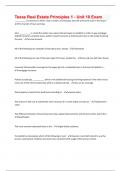 Texas Real Estate Principles 1 - Unit 10 Exam and Answers