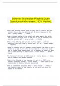  Behavior Technician Practice Exam Questions And Answers 100&percnt; Verified&period;