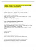 Transitions FINAL EXAM practice questions