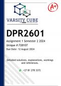 DPR2601 Assignment 1 &lpar;DETAILED ANSWERS&rpar; Semester 2 2024 - DISTINCTION GUARANTEED