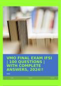 VMO FINAL EXAM IFSI &vert; 100 QUESTIONS &vert; WITH COMPLETE ANSWERS&comma; 2024&excl;&excl;