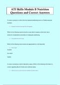 ATI Skills Module B Nutrition Questions and Correct Answers