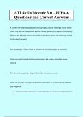 ATI Skills Module 3&period;0 &ndash; HIPAA Questions and Correct Answers