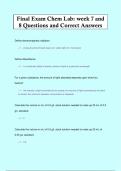 Final Exam Chem Lab&colon; week 7 and  8 Questions and Correct Answers