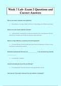 Week 7 Lab- Exam 2 Questions and  Correct Answers
