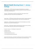 Mental Health Nursing Exam 1 - Jersey College Questions and Answers&lpar;A&plus; Solution guide&rpar;