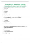 Education 622 &lpar;Phycology&rpar; Multiple  Exam Questions and Answers Rated A&period;