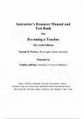 Instructor's Manual and Test Bank - for Becoming a Teacher 11th Edition by Forrest Parkay &comma; All Chapters &vert; Complete Guide A&plus;