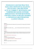 INSURANCE LICENSE PRACTICE  XCEL SOLUTIONS FINAL EXAM &num;12 &vert;TEXAS ONLY 2024-2025 WITH ACTUAL CORRECT QUESTIONS AND  VERIFIED DETAILED ANSWERS  &vert;FREQUENTLY TESTED QUESTIONS  AND SOLUTIONS &vert;ALREADY GRADED  A&plus;&vert;NEWEST&vert;GUARANTEED PASS  &vert;LATEST UPDATE