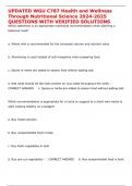 UPDATED WGU C787 Health and Wellness Through Nutritional Science 2024-2025 QUESTIONS WITH VERIFIED SOLUTIONS