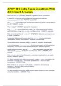 APHY 101 Cells Exam Questions With All Correct Answers