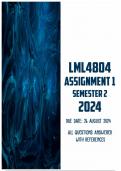 LML4804 Assignment 1 Semester 2 2024 &vert; Due 26 August 2024