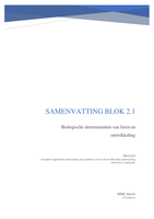Complete samenvatting Blok 2.1 Biologische determinanten van Leren en Ontwikkelen