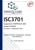 ISC3701 Assignment 4 PORTFOLIO &lpar;DETAILED ANSWERS&rpar; 2024 - DISTINCTION GUARANTEED