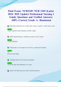 Final Exam&colon; NUR2349&sol; NUR 2349 &lpar;Latest 2024&sol; 2025 Update&rpar; Professional Nursing I Guide&vert; Questions and Verified Answers&vert; 100&percnt; Correct&vert; Grade A- Rasmussen