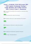 Exam 1&colon; NUR2349&sol; NUR 2349 &lpar;Latest 2024&sol; 2025 Update&rpar; Professional Nursing I Guide&vert; Questions and Verified Answers&vert; 100&percnt; Correct&vert; Grade A- Rasmussen
