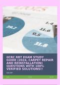 IICRC RRT EXAM STUDY GUIDE &lpar;2024&comma; CARPET REPAIR AND REINSTALLATION&rpar; QUESTIONS WITH 100&percnt; VERIFIED SOLUTIONS&excl;&excl;